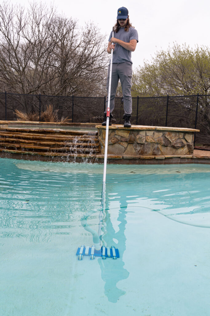 Professional technicians doing pool maintenance near me in Briaroaks, TX to keep pools clean, clear, and swim-ready