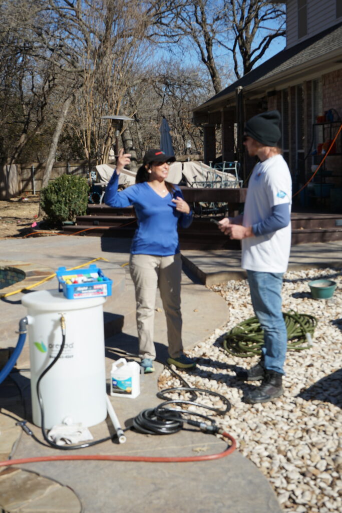 Skilled team delivering pool service services in Rendon, TX, including chemical care and system inspections