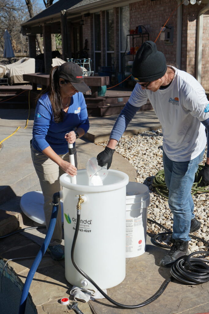 Professional team doing pool repairs near me in Rendon, TX to resolve pump, filter, and system issues