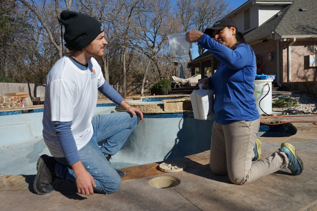 Skilled team delivering pool filter cleaning services in Benbrook, TX to help keep pool water clean, clear, and properly filtered
