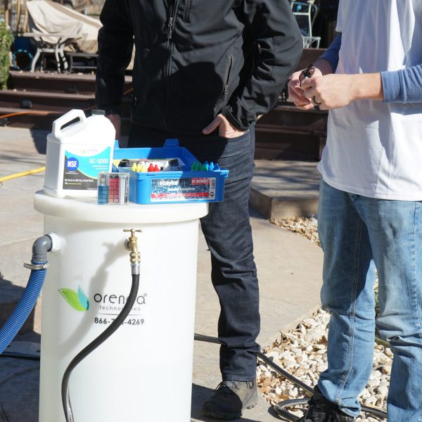 Professional team doing salt cell repair near me to restore proper chlorine production and maintain balanced pool water